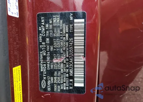 2018 Hyundai Tucson Sel z USA, uszkodzony, nr VIN KM8J3CA47JU597426